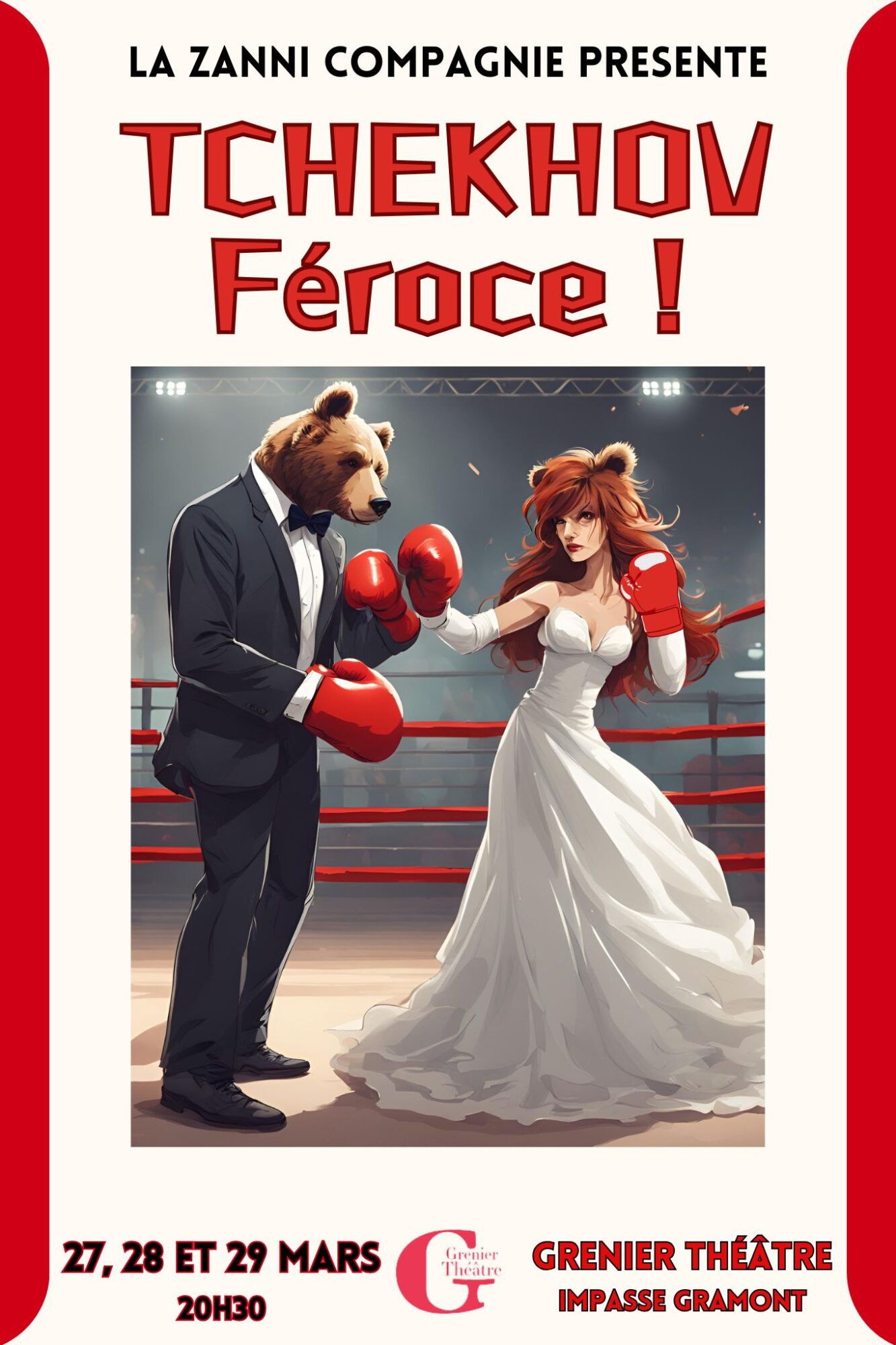 Illustration de "Tchekhov Féroce !" par Zanni Compagnie, théâtre à Toulouse.